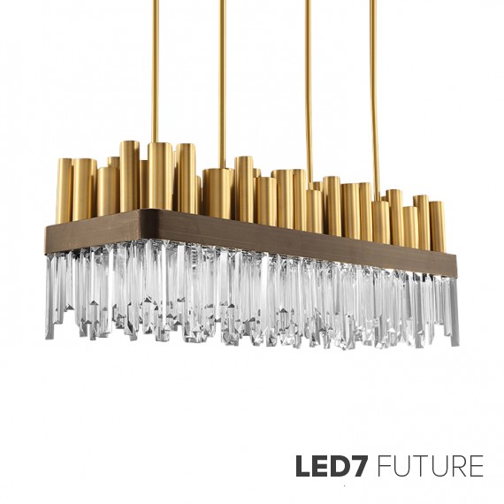 Loft Industry Modern - Gold Tubes & Glass Square Chandelier